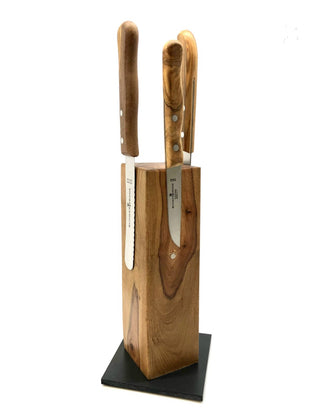 Handgefertigter Messerblock aus Olivenholz für Küchenmesser