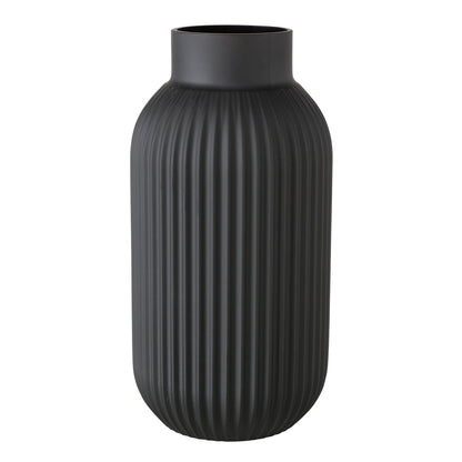 Handgearbeitete Vase „Nordika“ – Schwarz, Glas, Matt & Relief - Casavea GbR