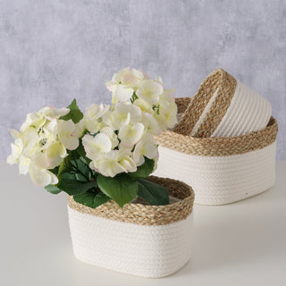 3-teiliges Korbset – Oval, Holz & Textil "Ioana" - Casavea GbR