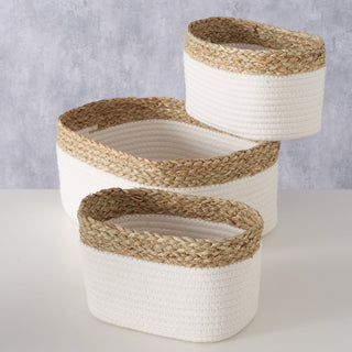 Korbset oval 3-telig Grasbaum Baumwolle Polyester Wohnraum Badezimmer Deko