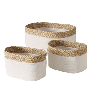 3-teiliges Korbset – Oval, Holz & Textil "Ioana" - Casavea GbR