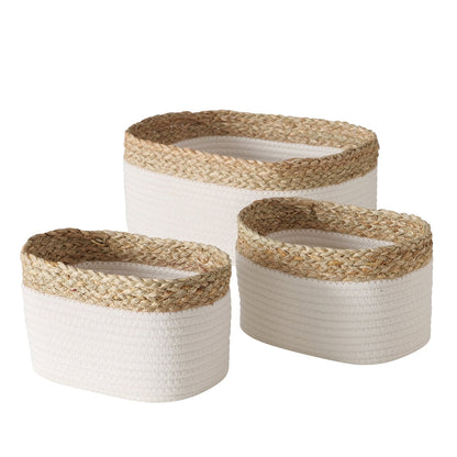 3-teiliges Korbset – Oval, Holz & Textil "Ioana" - Casavea GbR