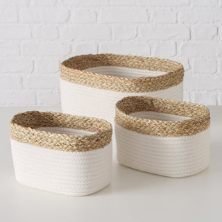 3-teiliges Korbset – Oval, Holz & Textil "Ioana" - Casavea GbR