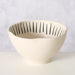 Handbemalte Steinzeugschale beigeton für Dips oder Snacks