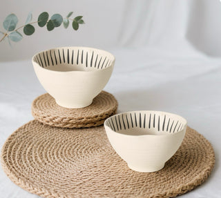 2er Schalen-Set "Kenia" handbemalt Beige, 250ml Ø 11 cm - Casavea GbR