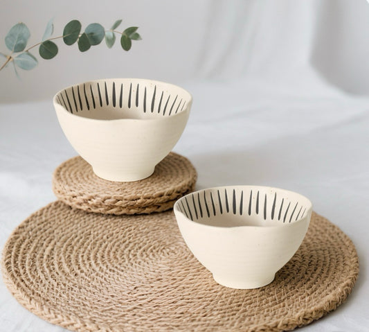 2er Schalen-Set "Kenia" handbemalt Beige, 250ml Ø 11 cm - Casavea GbR