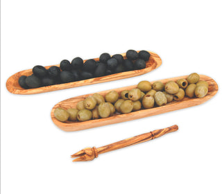 Olivenschiffchen Set aus Olivenholz für Tischdekoration oder servieren
