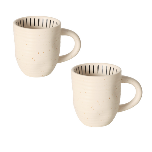 2er-Set Becher "Kenia" handbemalt Beige, 200 ml - Casavea GbR