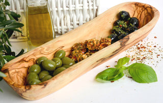 Servierschale aus Olivenholz handgefertigt für Obst, Brot oder Snacks Tischdeko