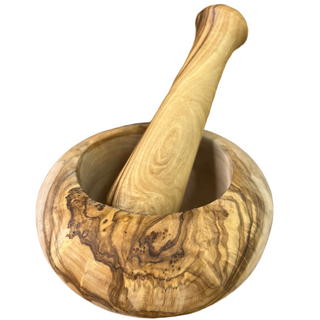 Handgefertigter Mörser aus Olivenholz für Kräuter, Gewürze und Küche