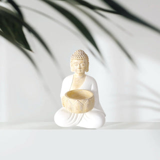 Deko-Teelichthalter „Jamory“ – Handbemalt, Buddha-Design - Casavea 