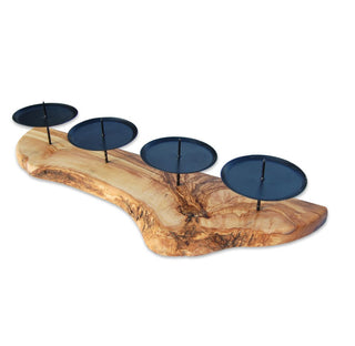 Kerzenhalter rustikal Olivenholz für 4 Kerzen - Casavea GbR