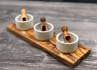 Olivenholz Dippschalen Set für Saucen und Dipps