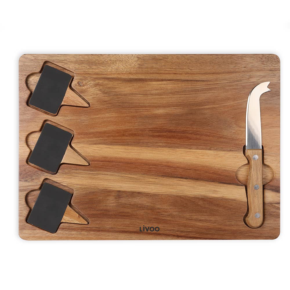 Käseplatte aus Akaziennholz mit Käsemesser und Picker für die Küche zum servieren