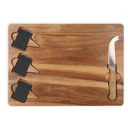 Käseplatte aus Akaziennholz mit Käsemesser und Picker für die Küche zum servieren